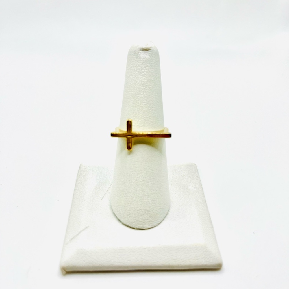 Women’s Sideways East West Gold Cross Ring Size 7